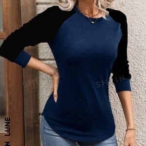 Black & Blue Long Sleeve Top
